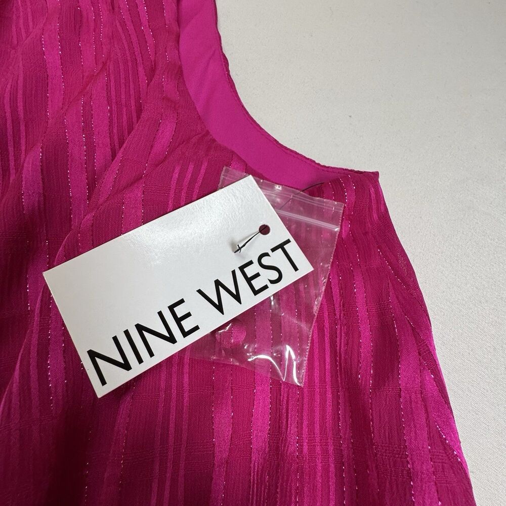 NWT Nine West Pink Pleated Dress Medium Sleeveless Elastic Waist Flowy Summer - Picture 4 of 7